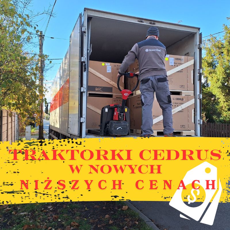 Dostawa urządzeń ogrodniczych Cedrus do sklepu MultiMaszyny – traktorki, rozdrabniacze, glebogryzarki i zamiatarki w nowych niższych cenach.